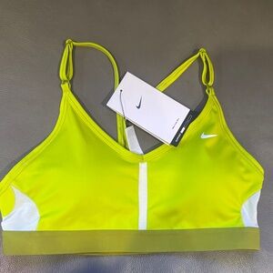 Nike  Indy Women's Neon Lime & White Strappy Sports Bra